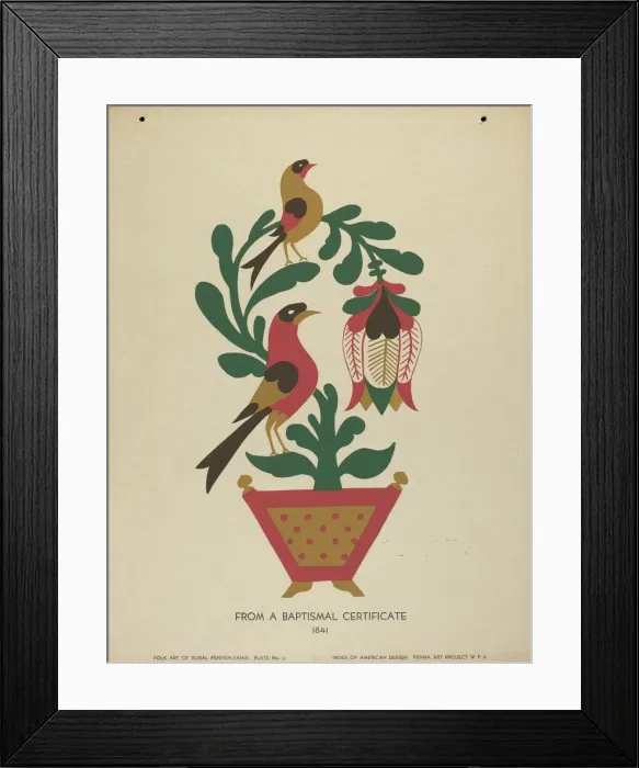 Framed Print : Plate 12: From Portfolio Folk Art of Rural Pennsylvania, c. 1939. Creator: Unknown Framed Print : Plate 12: From Portfolio Folk Art of Rural Pennsylvania, c. 1939. Creator: Unknown