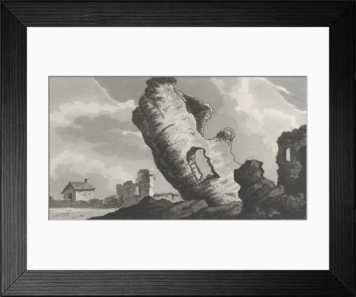 Framed Print : The Hanging Tower at Caerphilly, from Remarks on a Tour to North and South Wales, 1800. Creator: John Hill Framed Print : The Hanging Tower at Caerphilly, from Remarks on a Tour to North and South Wales, 1800. Creator: John Hill