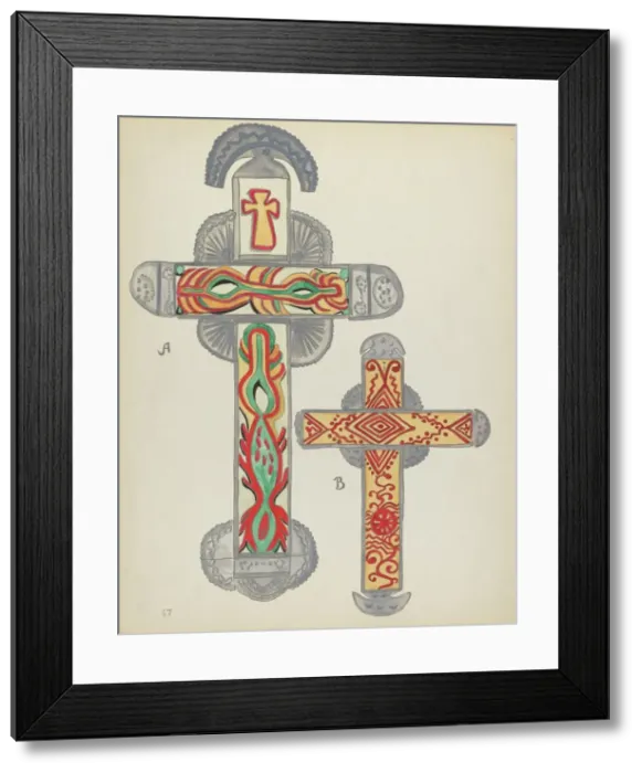 Framed Print : Plate 47: Crosses of Tin: From Portfolio Spanish Colonial Designs of New Mexico, 1935  /  1942. Creator: Unknown