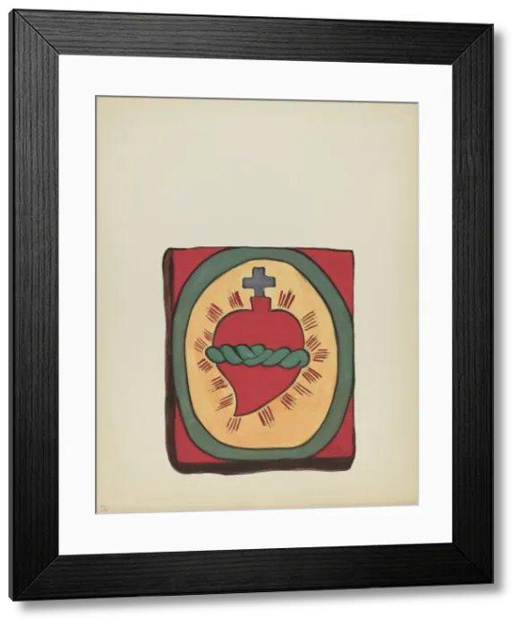 Framed Print : Plate 50: Sacred Heart: From Portfolio Spanish Colonial Designs of New Mexico, 1935 / 1942. Creator: Unknown Framed Print : Plate 50: Sacred Heart: From Portfolio Spanish Colonial Designs of New Mexico, 1935 / 1942. Creator: Unknown