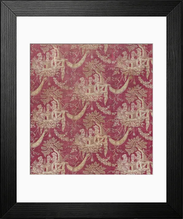 Framed Print : Children and Pets (Furnishing Fabric), Normandie, 1800 / 1820. Creator: Unknown Framed Print : Children and Pets (Furnishing Fabric), Normandie, 1800 / 1820. Creator: Unknown