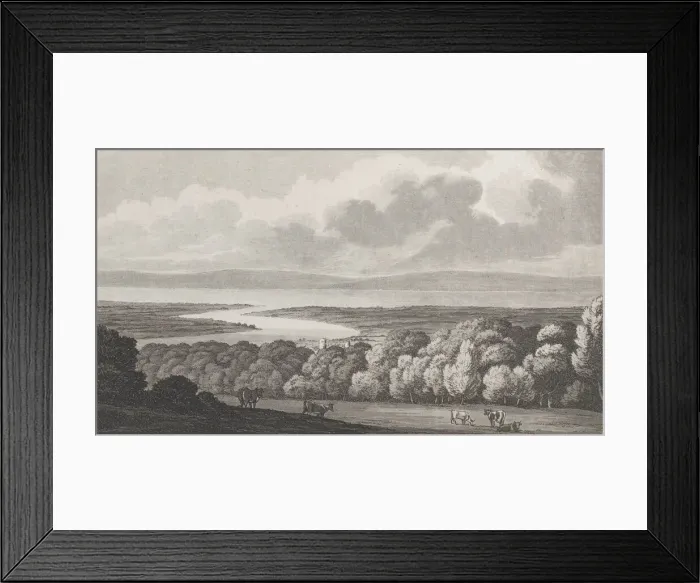 Framed Print : The Union of the Wye with the Severn from Chepstow, from Remarks on a Tour to Wales, 1799. Creator: John Hill Framed Print : The Union of the Wye with the Severn from Chepstow, from Remarks on a Tour to Wales, 1799. Creator: John Hill