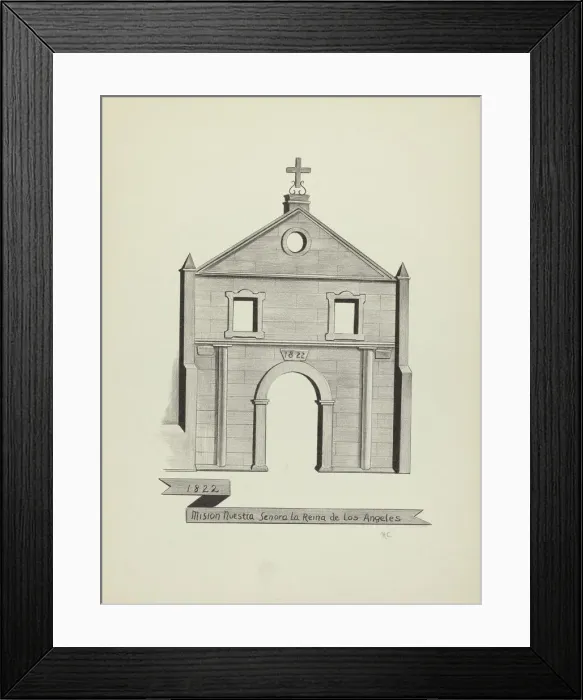 Framed Print : Mision Nuestra Senora La Reina de Los Angeles. Creator: James Jones Framed Print : Mision Nuestra Senora La Reina de Los Angeles. Creator: James Jones