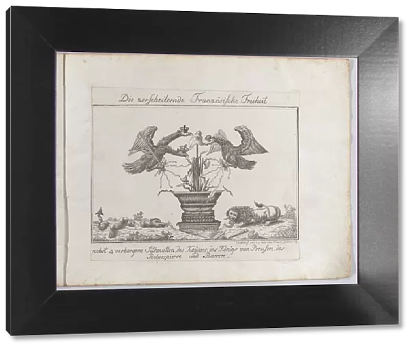 Allegory representing the freedom of France with four silhouettes, 1793-1800. Creator: Anon