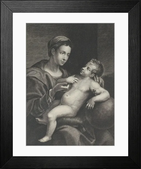 Framed Print : Virgin and Child, with the Christ child leaning against an orb, 1628. Creator: Lucas Vorsterman Framed Print : Virgin and Child, with the Christ child leaning against an orb, 1628. Creator: Lucas Vorsterman