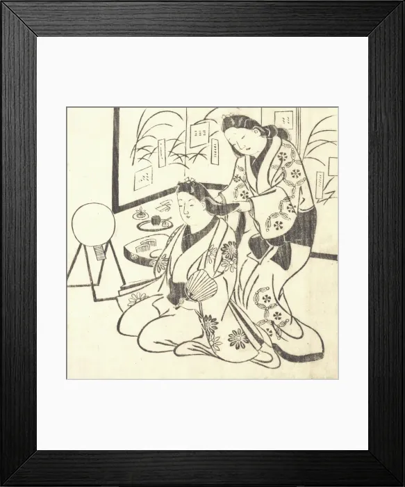 Framed Print : Leaf from a Book Entitled: Wakoku Hiaku-jo, One Hundred Japanese Women. Creator: Hishikawa Moronobu Framed Print : Leaf from a Book Entitled: Wakoku Hiaku-jo, One Hundred Japanese Women. Creator: Hishikawa Moronobu