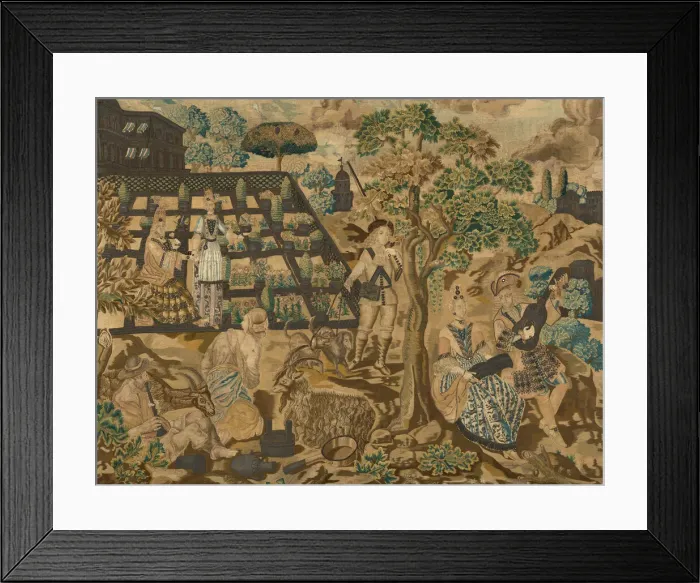 Framed Print : Needlework Panel, Portugal, Late 17th century. Creator: Unknown