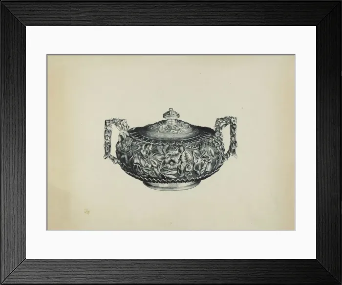 Framed Print : Silver Sugar Bowl, c. 1938. Creator: Florence Hastings Framed Print : Silver Sugar Bowl, c. 1938. Creator: Florence Hastings