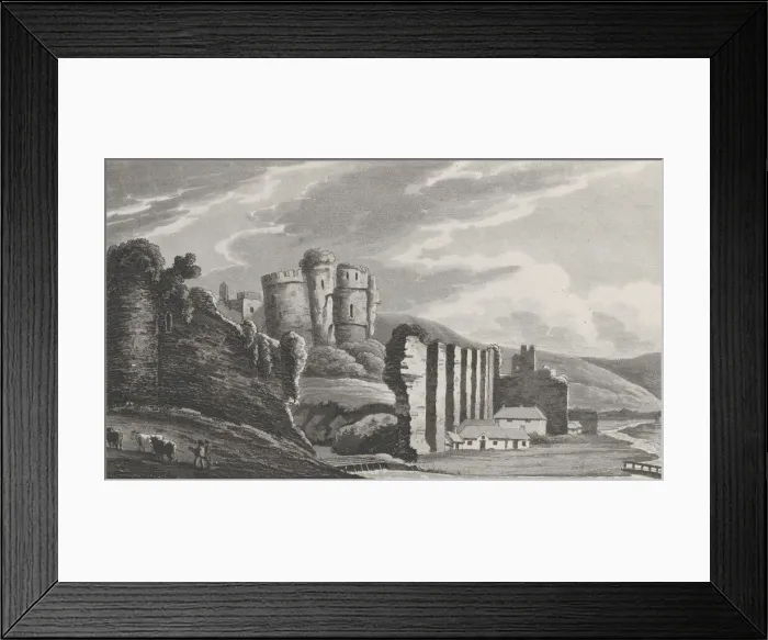 Framed Print : Caerphilly Castle, from Remarks on a Tour to North and South Wales, in the year 1797, 1800. Creator: John Hill Framed Print : Caerphilly Castle, from Remarks on a Tour to North and South Wales, in the year 1797, 1800. Creator: John Hill