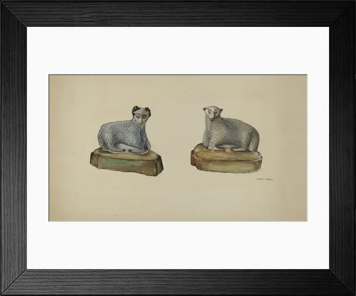 Framed Print : Pa. German Chalkware Sheep, c. 1937. Creator: Dorothy Harris Framed Print : Pa. German Chalkware Sheep, c. 1937. Creator: Dorothy Harris