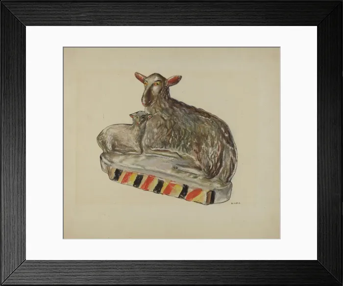 Framed Print : Pa. German Chalkware Sheep, c. 1937. Creator: Dorothy Harris Framed Print : Pa. German Chalkware Sheep, c. 1937. Creator: Dorothy Harris