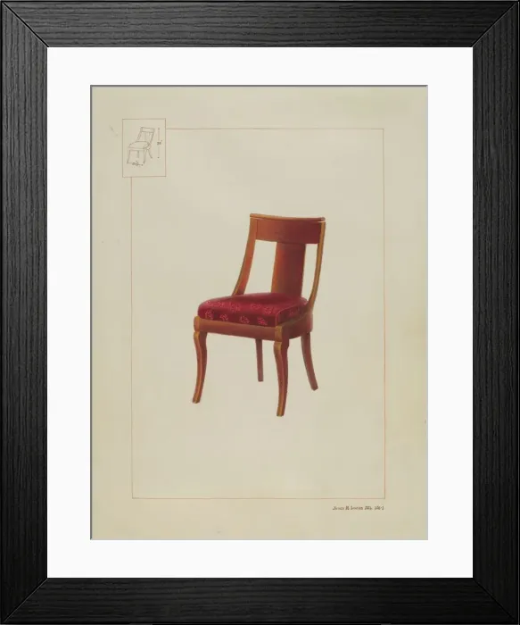 Framed Print : Mahogany chair, probably 1935. Creator: James M. Lawson Framed Print : Mahogany chair, probably 1935. Creator: James M. Lawson