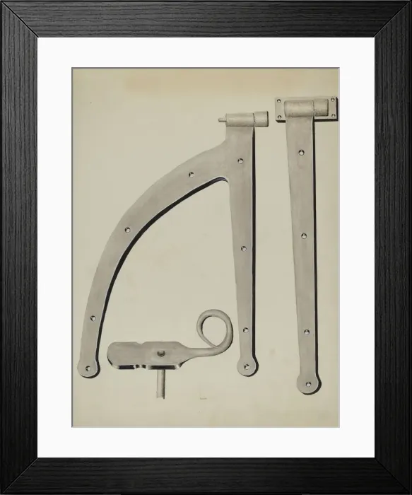 Framed Print : Shutter Hinge and Fastener, c. 1936. Creator: James M. Lawson Framed Print : Shutter Hinge and Fastener, c. 1936. Creator: James M. Lawson