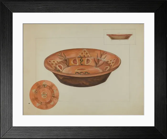 Framed Print : Pa. German Deep Dish, c. 1936. Creator: Agnes Karlin Framed Print : Pa. German Deep Dish, c. 1936. Creator: Agnes Karlin
