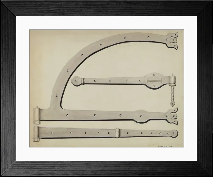 Framed Print : Door Hinges, c. 1936. Creator: James M. Lawson Framed Print : Door Hinges, c. 1936. Creator: James M. Lawson