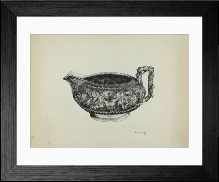 Framed Print : Silver Creamer, c. 1938. Creator: Florence Hastings Framed Print : Silver Creamer, c. 1938. Creator: Florence Hastings