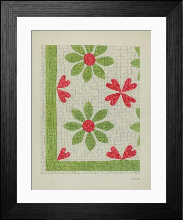 Framed Print : Hand Made Quilt, c. 1938. Creator: Florence Hastings