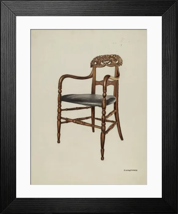 Framed Print : Handcarved Chair, 1937. Creator: Florence Hastings Framed Print : Handcarved Chair, 1937. Creator: Florence Hastings