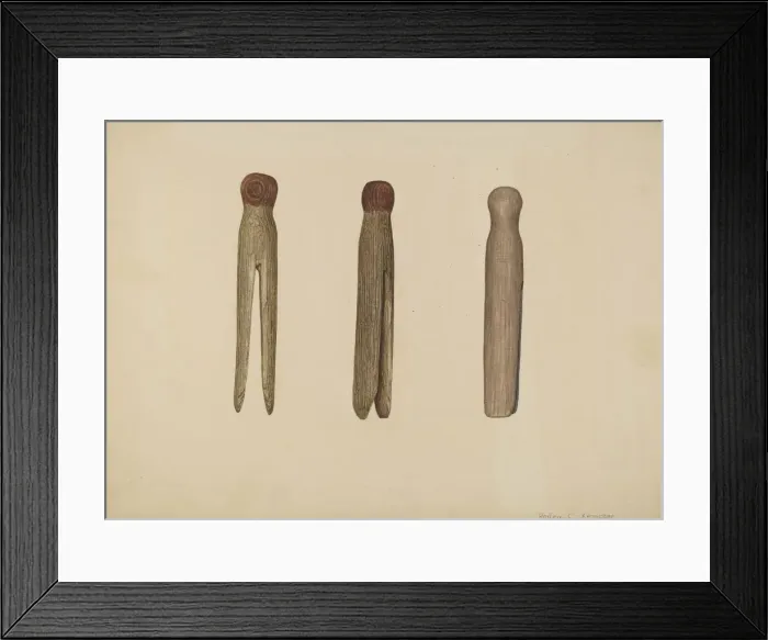 Framed Print : Clothes Pins, c. 1939. Creator: Harley Kempter Framed Print : Clothes Pins, c. 1939. Creator: Harley Kempter
