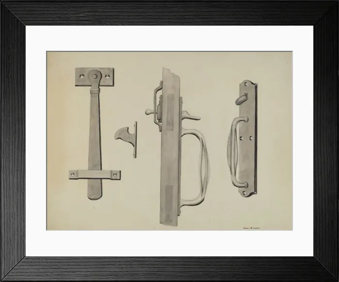 Framed Print : Attic Door Latch, c. 1936. Creator: James M. Lawson Framed Print : Attic Door Latch, c. 1936. Creator: James M. Lawson