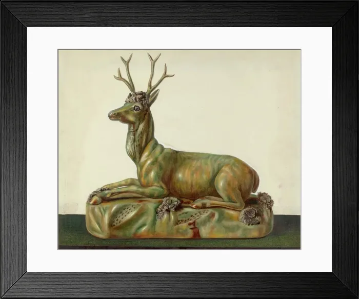 Framed Print : Stag Statuette, 1935 / 1942. Creator: Cleo Lovett Framed Print : Stag Statuette, 1935 / 1942. Creator: Cleo Lovett