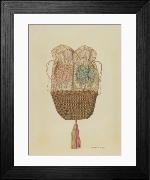 Framed Print : Silk-straw Reticule, 1935 / 1942. Creator: Dolores Haupt Framed Print : Silk-straw Reticule, 1935 / 1942. Creator: Dolores Haupt
