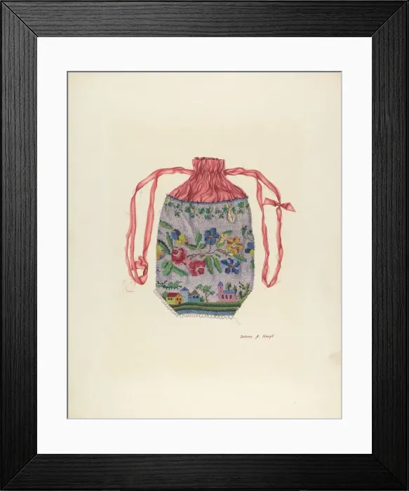 Framed Print : Beaded Bag, c. 1941. Creator: Dolores Haupt Framed Print : Beaded Bag, c. 1941. Creator: Dolores Haupt