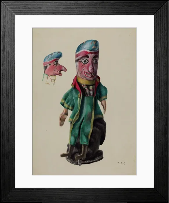 Framed Print : Hand Puppet Punch, c. 1936. Creator: William Kerby Framed Print : Hand Puppet Punch, c. 1936. Creator: William Kerby
