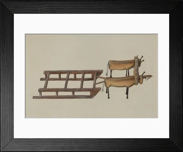 Framed Print : Toy Sledge and Oxen, 1935 / 1942. Creator: William Kerby Framed Print : Toy Sledge and Oxen, 1935 / 1942. Creator: William Kerby