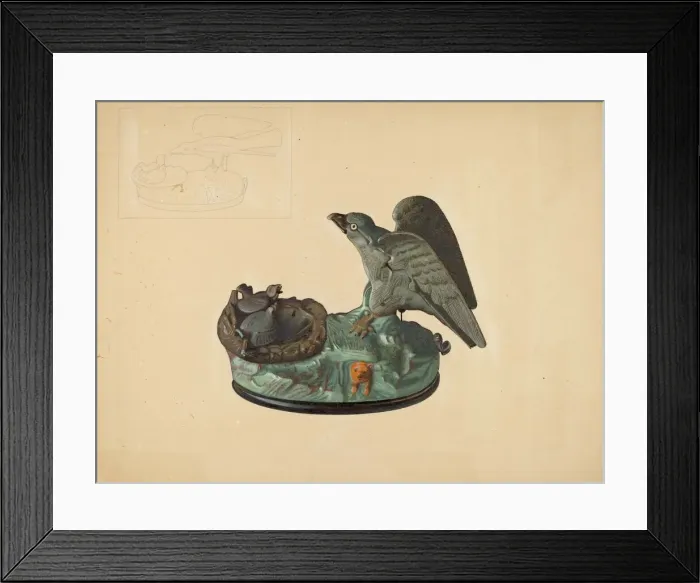 Framed Print : Toy Bank: Eagle, c. 1940. Creator: William High Framed Print : Toy Bank: Eagle, c. 1940. Creator: William High