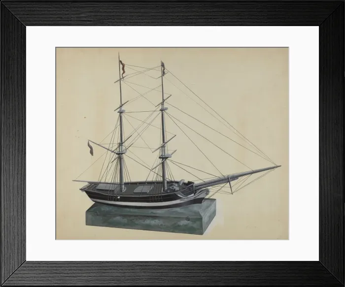 Framed Print : Model Brig, c. 1937. Creator: William Kerby Framed Print : Model Brig, c. 1937. Creator: William Kerby