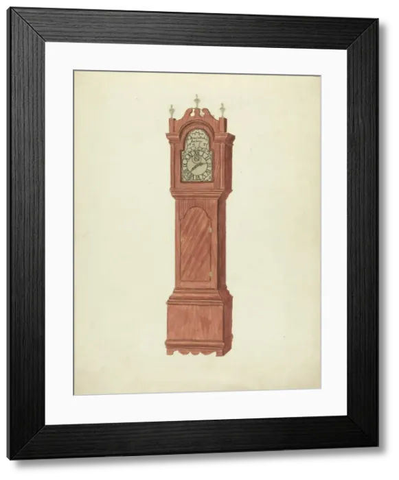 Framed Print : Grandfather Clock, c. 1935. Creator: Walter W. Jennings Framed Print : Grandfather Clock, c. 1935. Creator: Walter W. Jennings