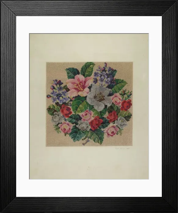 Framed Print : Gros Point Needlework - Flowers, c. 1939. Creators: Ivar Julius, Albert Rudin Framed Print : Gros Point Needlework - Flowers, c. 1939. Creators: Ivar Julius, Albert Rudin