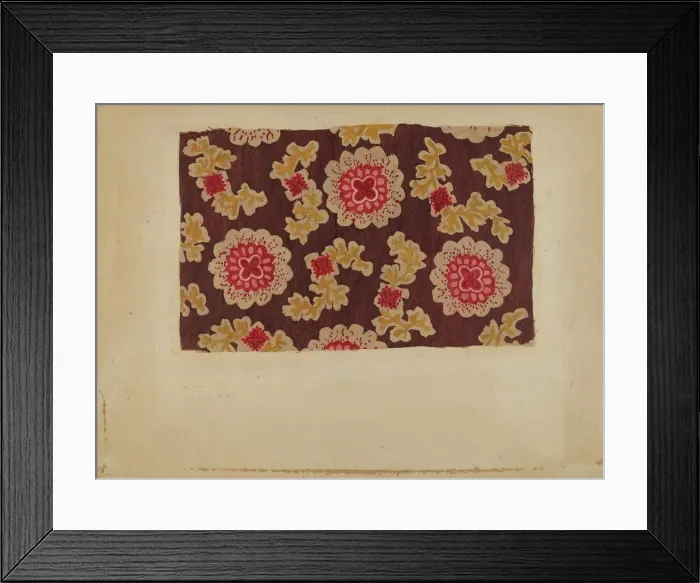 Framed Print : Block Printed Handkerchief, c. 1937. Creator: Dorothy Lacey Framed Print : Block Printed Handkerchief, c. 1937. Creator: Dorothy Lacey