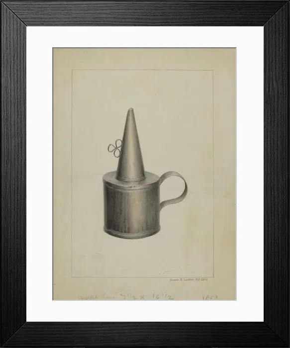 Framed Print : Whale Oil Lamp, c. 1938. Creator: James M. Lawson Framed Print : Whale Oil Lamp, c. 1938. Creator: James M. Lawson