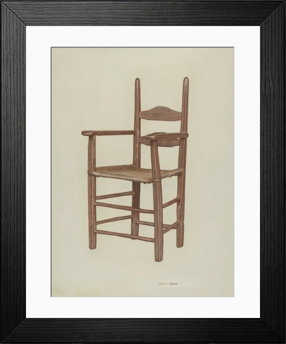 Framed Print : High-bottom High-back Armchair, c. 1939. Creator: Dorothy Johnson Framed Print : High-bottom High-back Armchair, c. 1939. Creator: Dorothy Johnson