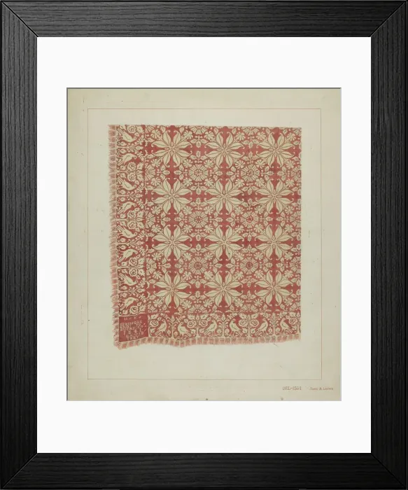 Framed Print : Woven Coverlet, c. 1937. Creator: James M. Lawson Framed Print : Woven Coverlet, c. 1937. Creator: James M. Lawson