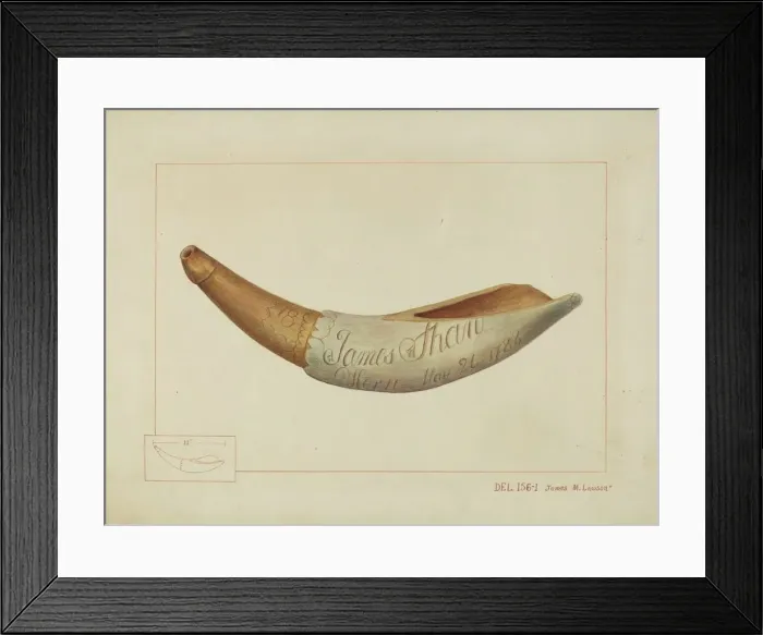Framed Print : Powder Horn, c. 1937. Creator: James M. Lawson Framed Print : Powder Horn, c. 1937. Creator: James M. Lawson