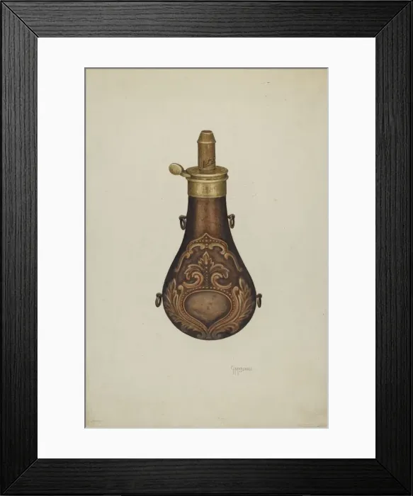 Framed Print : Powder Flask, c. 1939. Creator: Claude Marshall Framed Print : Powder Flask, c. 1939. Creator: Claude Marshall