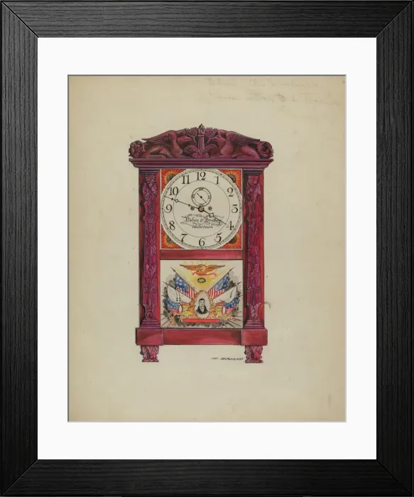 Framed Print : Clock, Eight Day, c. 1936. Creator: Walter W. Jennings Framed Print : Clock, Eight Day, c. 1936. Creator: Walter W. Jennings