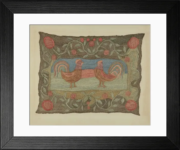 Framed Print : Embroidered Rug, c. 1937. Creator: Dorothy Lacey Framed Print : Embroidered Rug, c. 1937. Creator: Dorothy Lacey