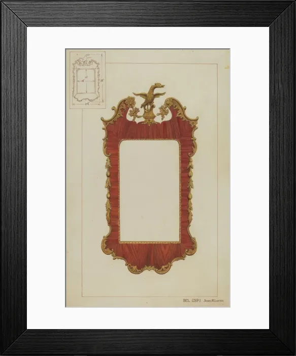 Framed Print : Mirror - Chippendale Style, c. 1937. Creator: James M. Lawson Framed Print : Mirror - Chippendale Style, c. 1937. Creator: James M. Lawson