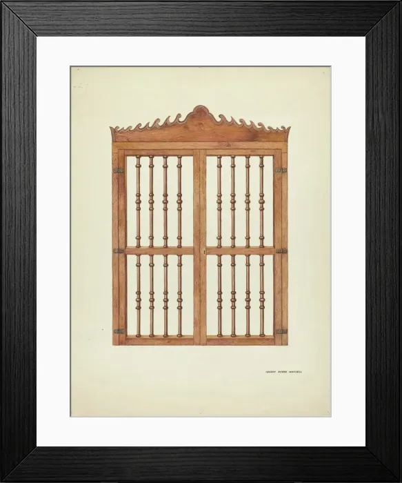 Framed Print : Grille Doors of Wood, c. 1939. Creator: Harry Mann Waddell Framed Print : Grille Doors of Wood, c. 1939. Creator: Harry Mann Waddell