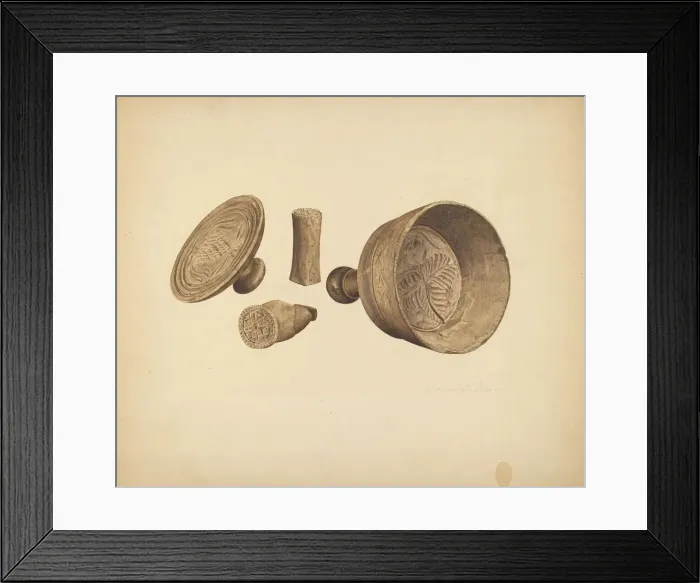 Framed Print : Butter Print and Mold, 1935 / 1942. Creator: Georgine E. Mason Framed Print : Butter Print and Mold, 1935 / 1942. Creator: Georgine E. Mason