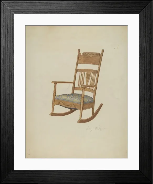 Framed Print : Rocking Armchair, c. 1940. Creator: Georgine E. Mason Framed Print : Rocking Armchair, c. 1940. Creator: Georgine E. Mason