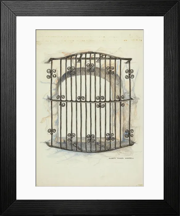 Framed Print : Iron Grille at Window, 1935 / 1942. Creator: Harry Mann Waddell Framed Print : Iron Grille at Window, 1935 / 1942. Creator: Harry Mann Waddell