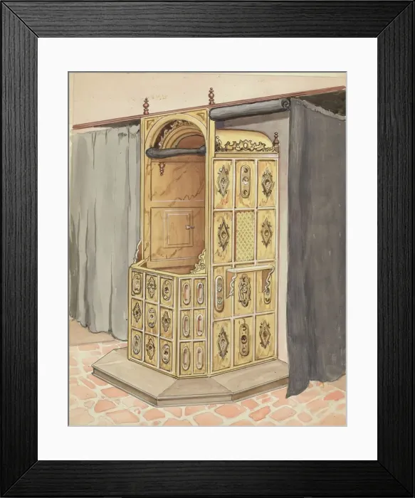 Framed Print : Side of Confessional Chair, 1935 / 1942. Creator: Harry Mann Waddell Framed Print : Side of Confessional Chair, 1935 / 1942. Creator: Harry Mann Waddell