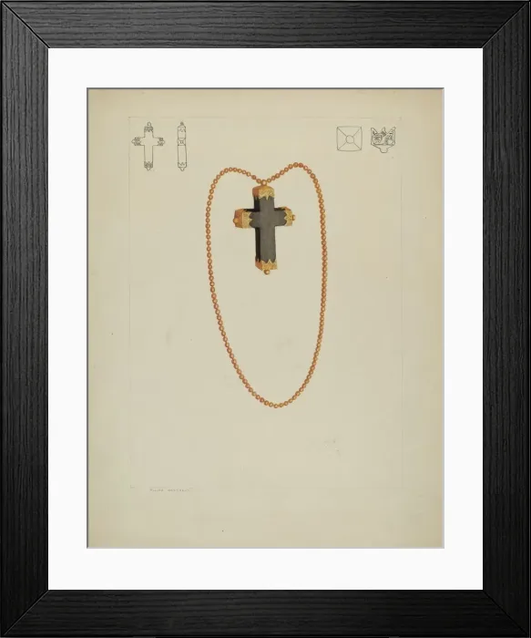 Framed Print : Cross Necklace, 1935 / 1942. Creator: Tulita Westfall Framed Print : Cross Necklace, 1935 / 1942. Creator: Tulita Westfall