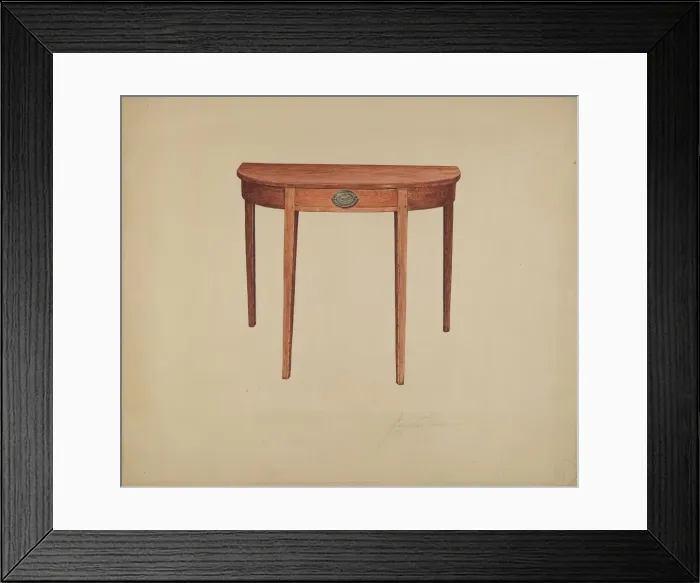 Framed Print : Half-round Table, c. 1940. Creator: Georgine E. Mason Framed Print : Half-round Table, c. 1940. Creator: Georgine E. Mason