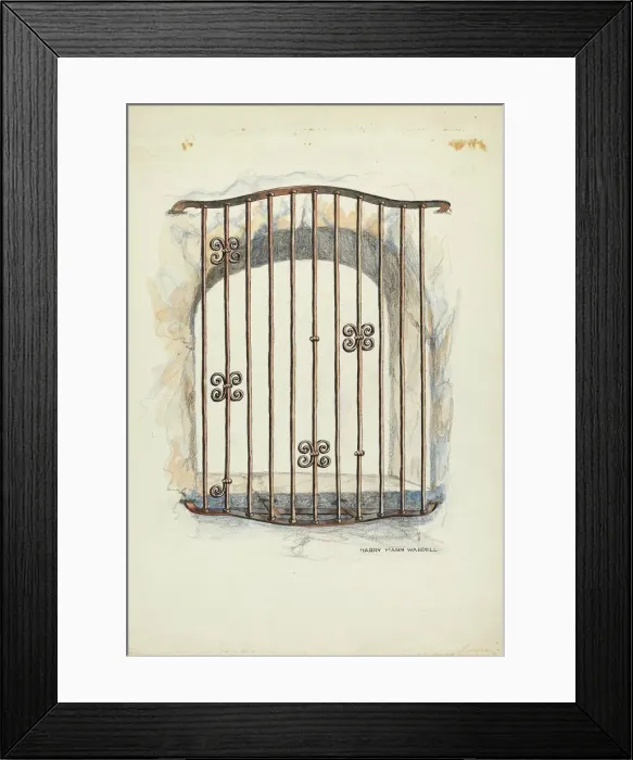 Framed Print : Iron Grille at Window, 1935 / 1942. Creator: Harry Mann Waddell Framed Print : Iron Grille at Window, 1935 / 1942. Creator: Harry Mann Waddell